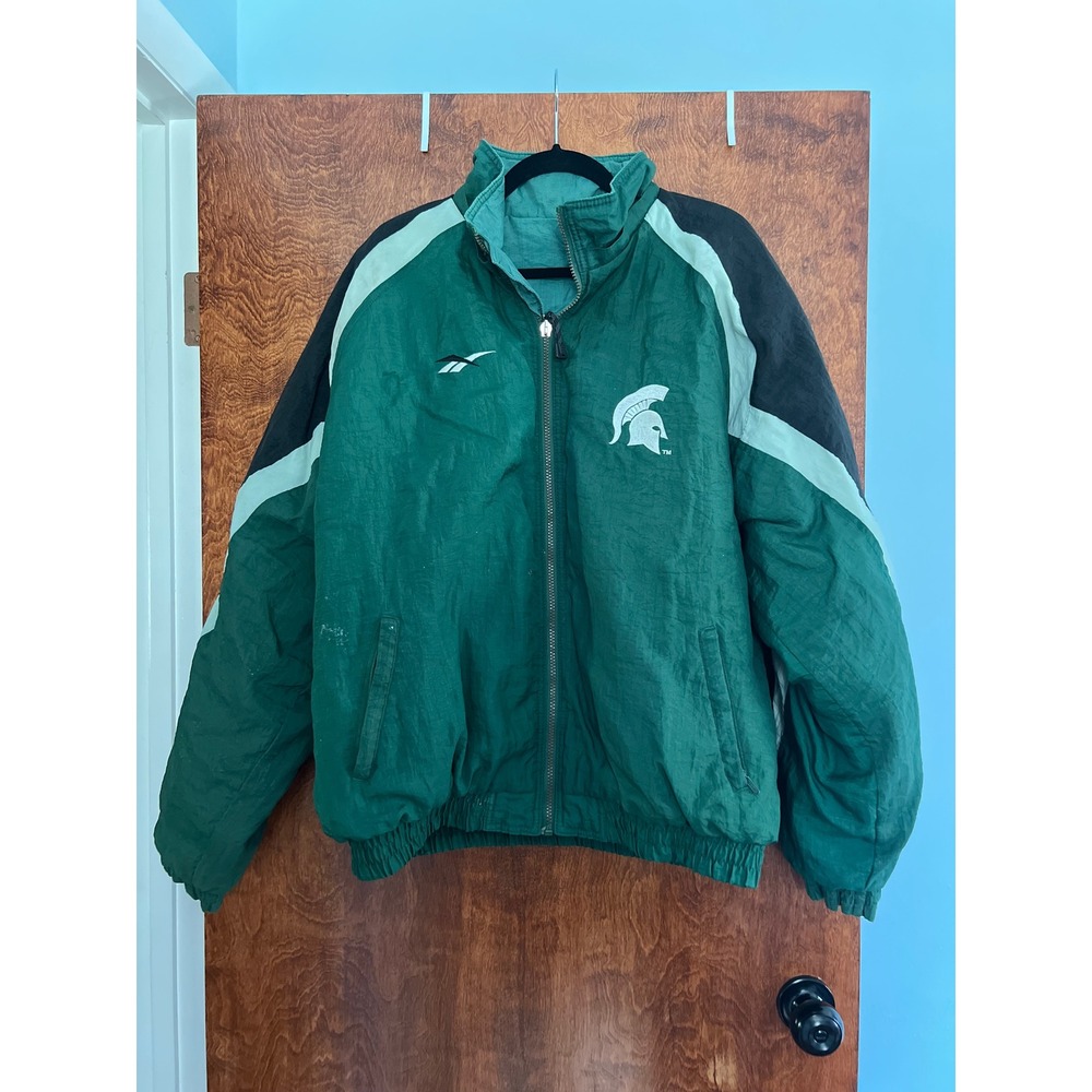 Reebok Michigan State Spartans Reversible Jacket Mens L Vintage Windbreaker MSU